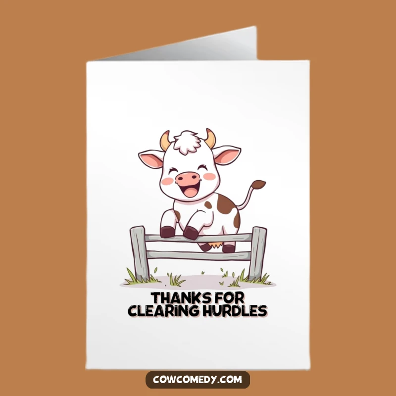 Free Printable Thank You Card: Joyful Cow's Grateful Leap - Funny Downloadable Gift