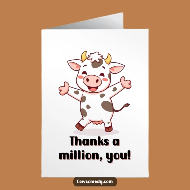 Free Printable Thank You Card: Cheerful Cow Jigging Downloadable Gift