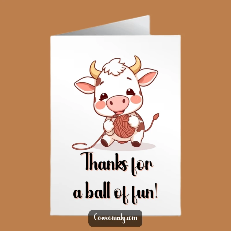 Free Printable Thank You Card: Cow's Grateful Yarn Bounce Thanks!