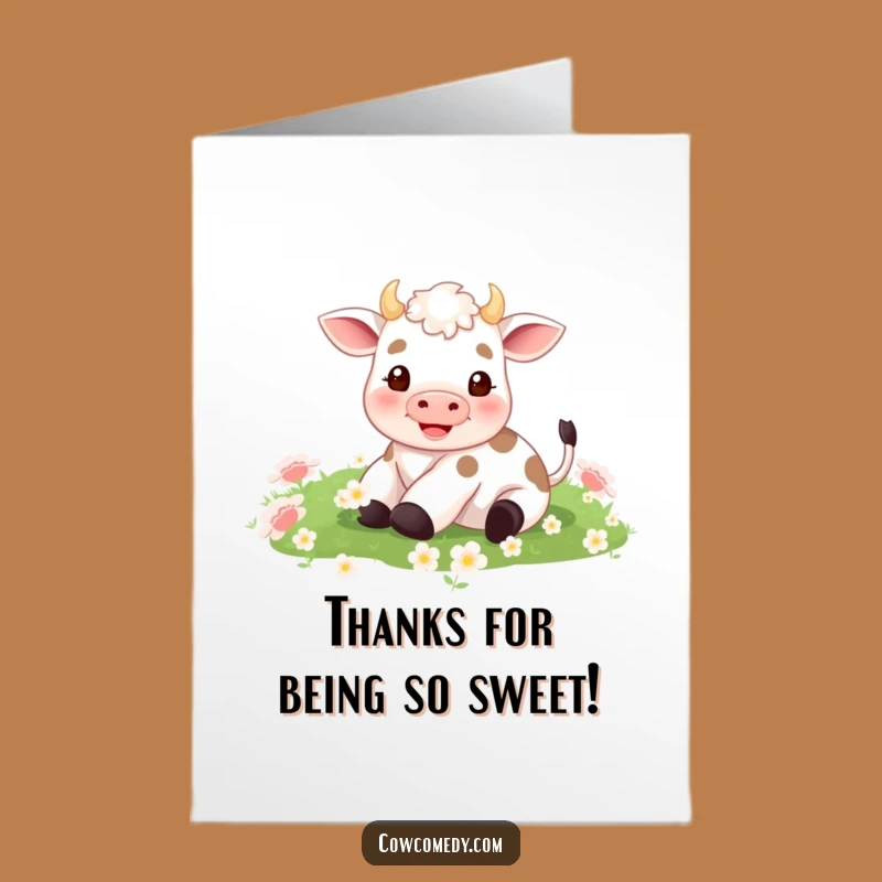 Free Printable Thank You Card: Tiny Rolling Cow for a Sweet Funny Gift