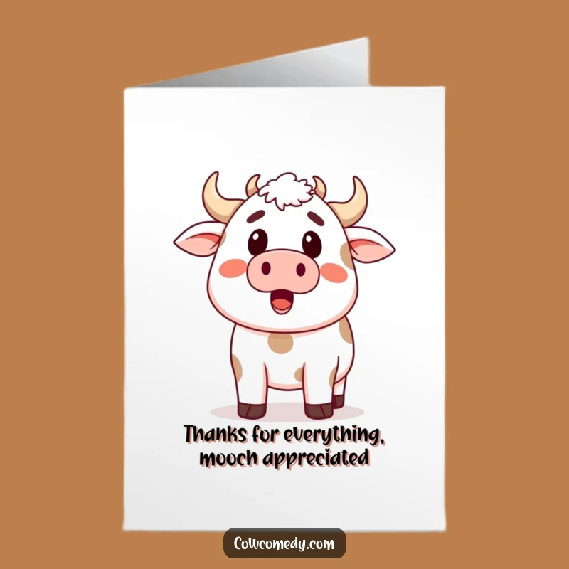 Free Printable Thank You Card: Surprised Cow Moo, Quirky Downloadable Gift