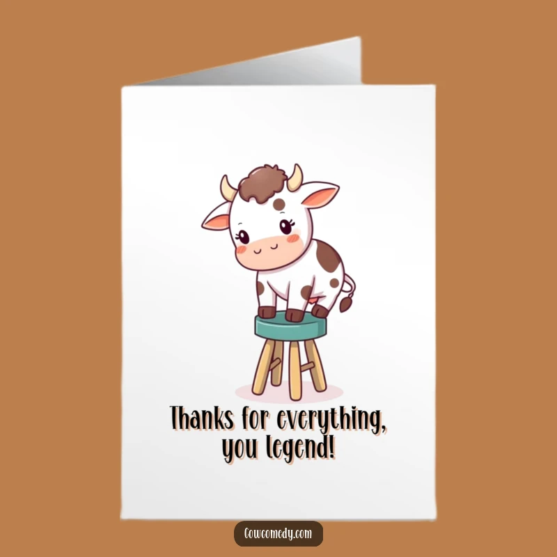 Free Printable Thank You Card: Cow's Grateful Balancing Act!