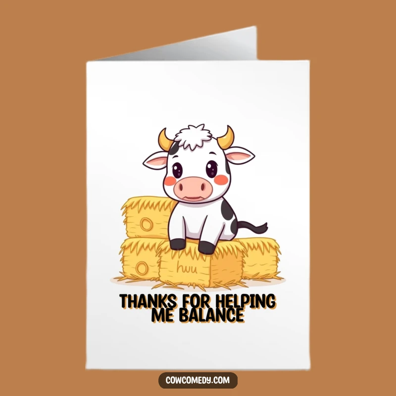 Free Printable Thank You Card: Determined Cow's Hard Work, Funny Downloadable Gift for Helpers