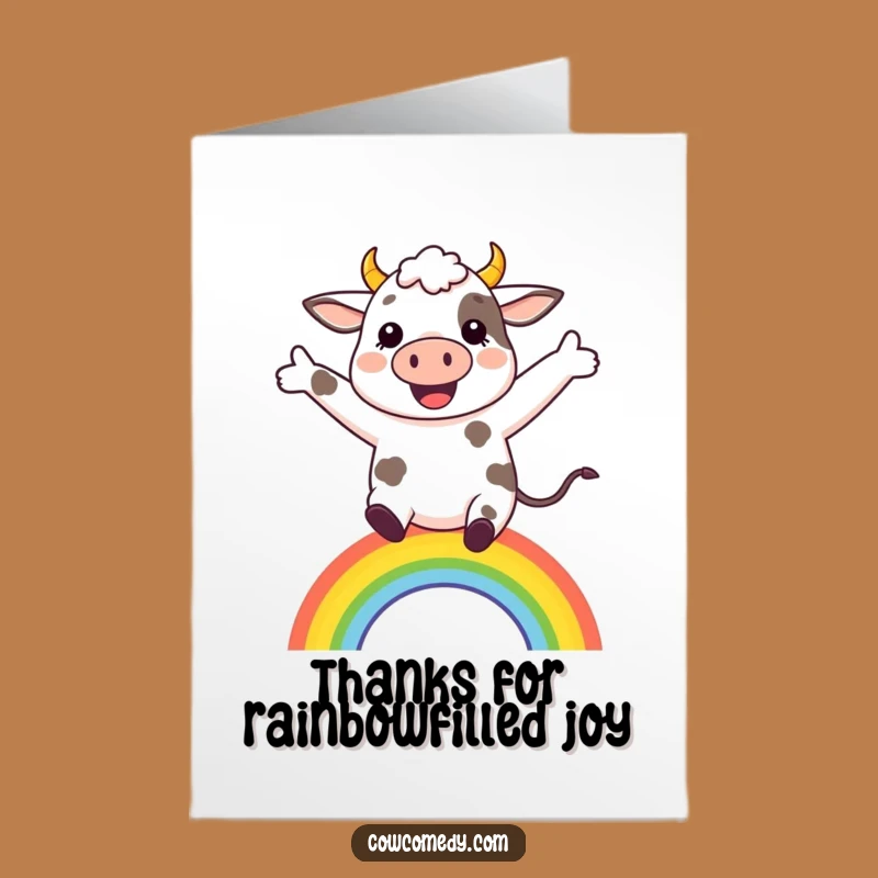 Free Printable Leaping Cow Thank You Card - Grateful Downloadable Gift for Kindness!