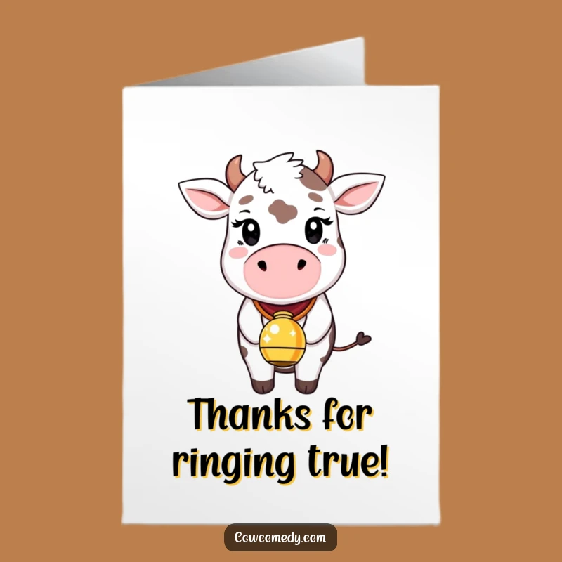 Free Printable Thank You Card: Whimsical Cow Bell for a Sweet Funny Gift