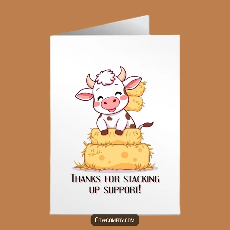 Free Printable Thank You Card: Giggling Cow Hay for a Cheerful Funny Gift