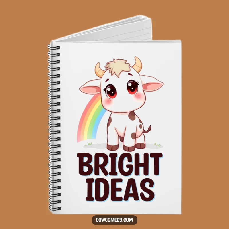 Funny Rainbow Cow Notebook - Curious Big Eyes Journal Gift