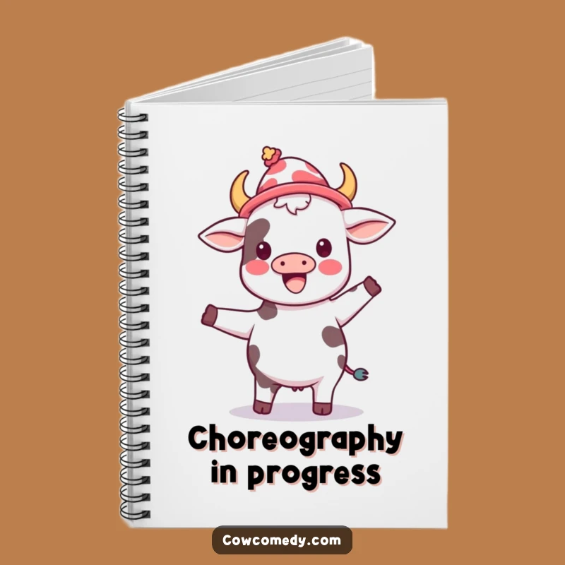Dancing Cow Silly Hat Notebook - Funny Kawaii Journal Gift