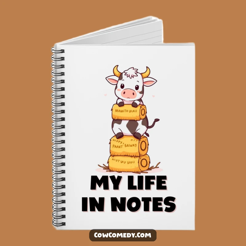 Funny Kawaii Cow Hay Bale Notebook: Balancing Cow Journal Gift!