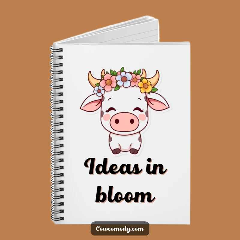Funny Kawaii Cow Flower Crown Notebook: Journal Your Peaceful Thoughts