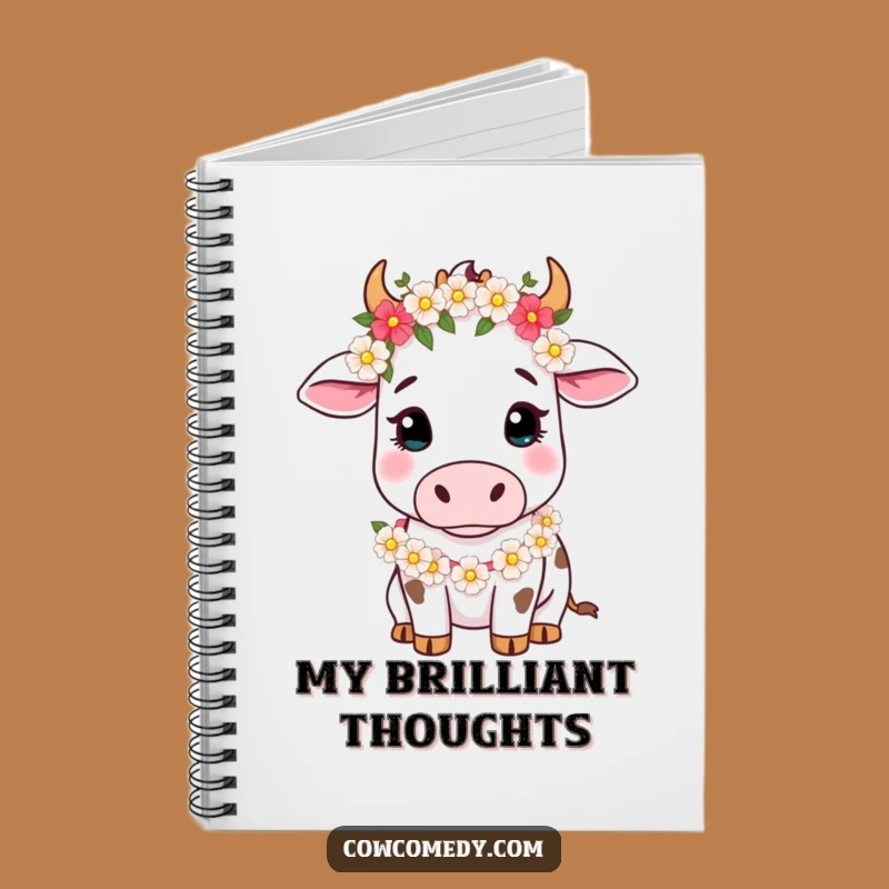 Funny Cow Floral Garland Notebook: Journal Your Thoughts, Lovely Funny Gift