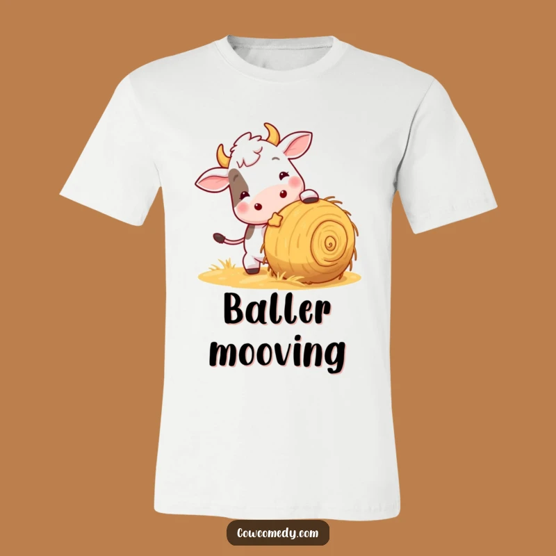 Funny Playful Cow T-Shirt: Hilarious Hay Rolling Action Tee