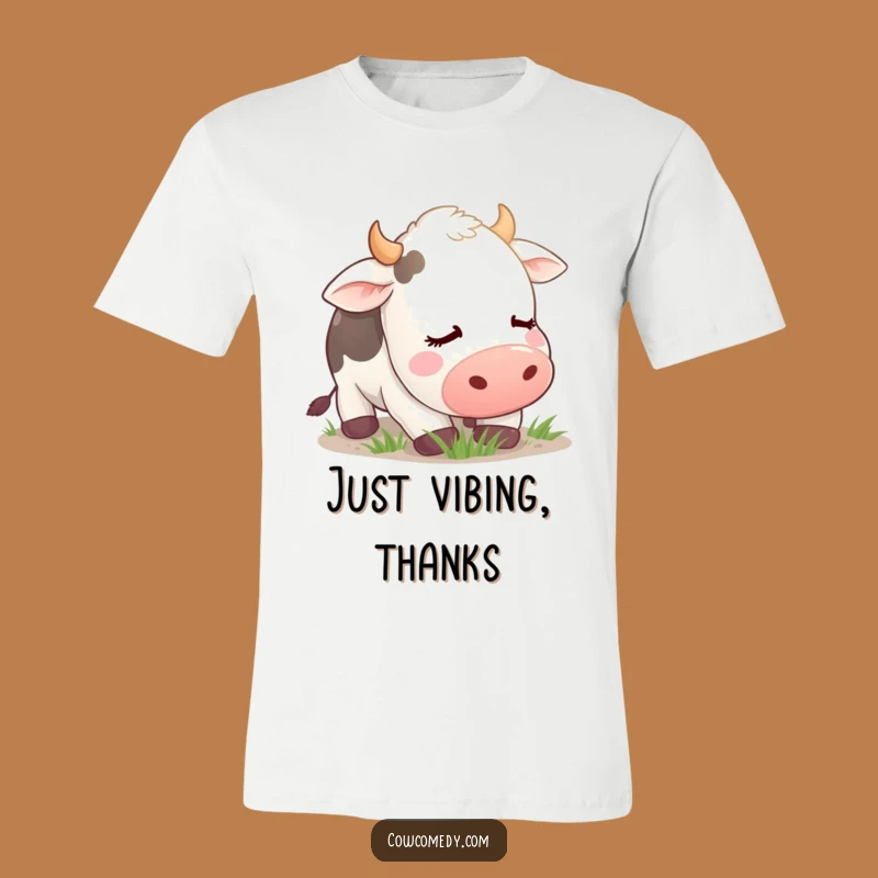 Funny Contented Cow T-Shirt: Peaceful Grazing, Hilarious Gift for Cow Enthusiasts