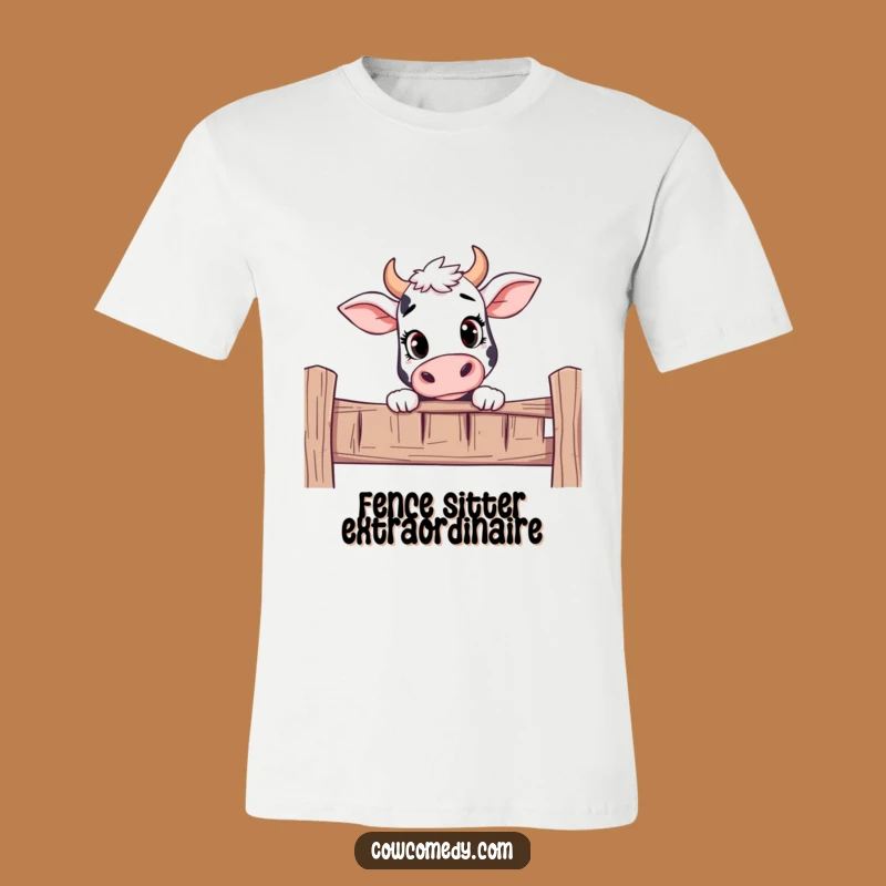Funny Curious Cow Peeking T-Shirt: Peek-a-Boo Fun