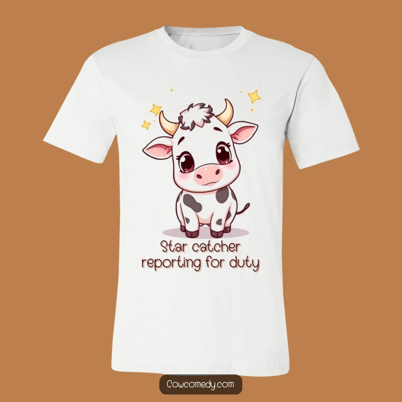 Funny Cute Cow Catching Falling Stars T-Shirt: A Whimsical and Funny Gift Idea