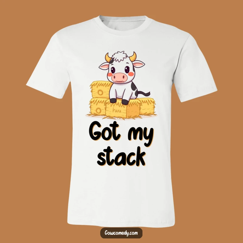 Funny Determined Cow T-Shirt: Hay Stack Hustle, Hilarious Gift for Achievers