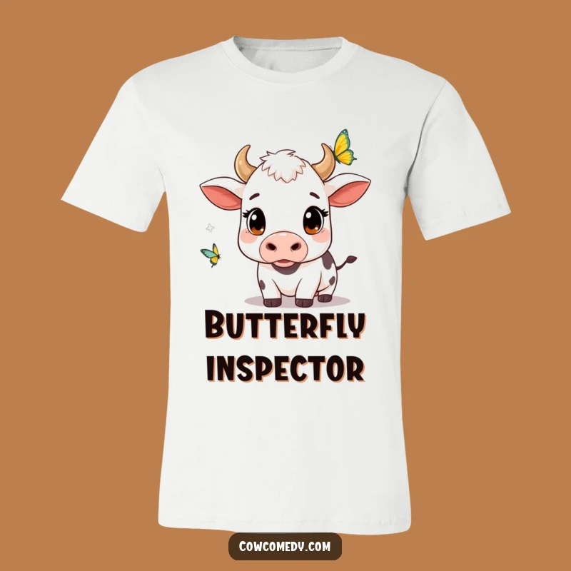 Funny Kawaii Cow Butterfly Watch T-Shirt: Express Curiosity with Cute Style
