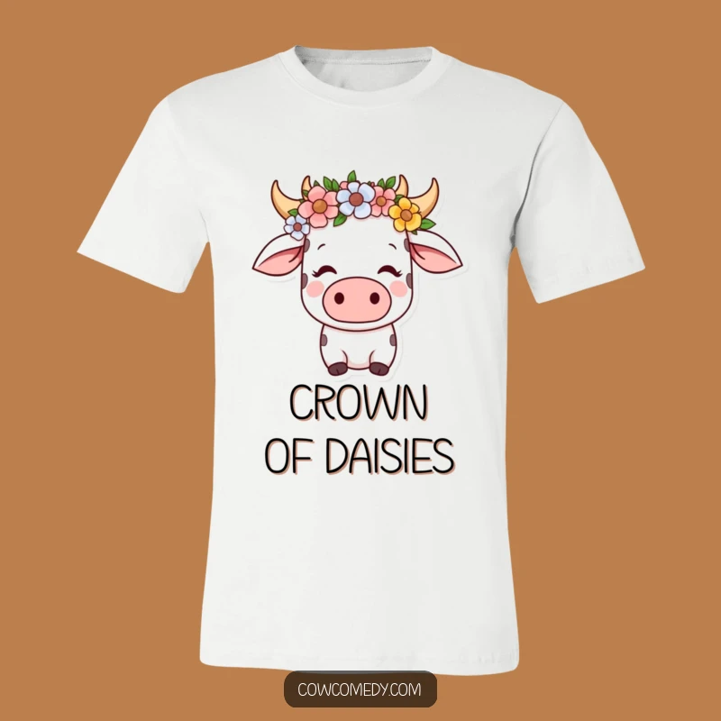 Funny Kawaii Cow Flower Crown T-Shirt: Peaceful Cute Style for Her