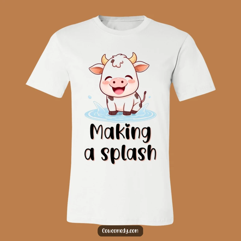Funny Kawaii Cow Puddle Splash T-Shirt: Unleash Your Inner Joyful Cow