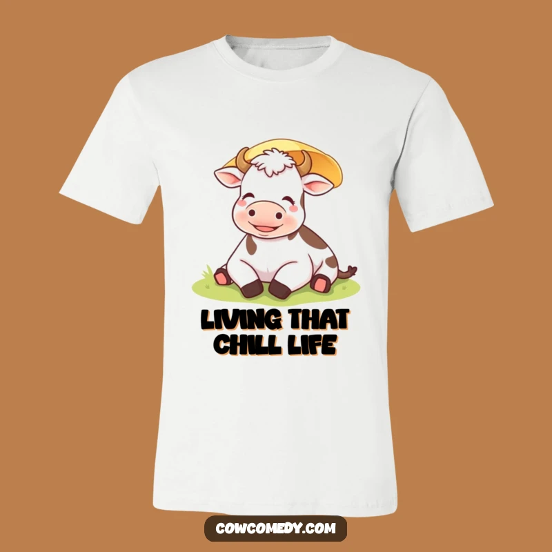 Funny Content Cow T-Shirt: Embrace Calm with this Relaxed Bovine Design