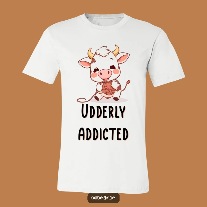 Funny Excited Cow Yarn Ball T-Shirt: Playful Farm Expression Gift