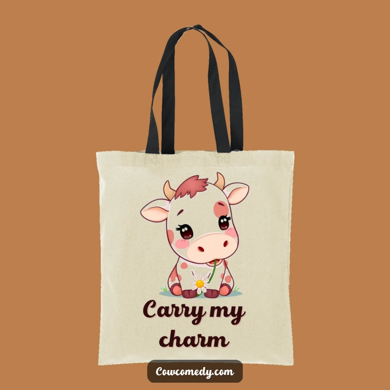 Funny Daisy Cow Tote Bag - Cute Spotted Cow Grocery Gift