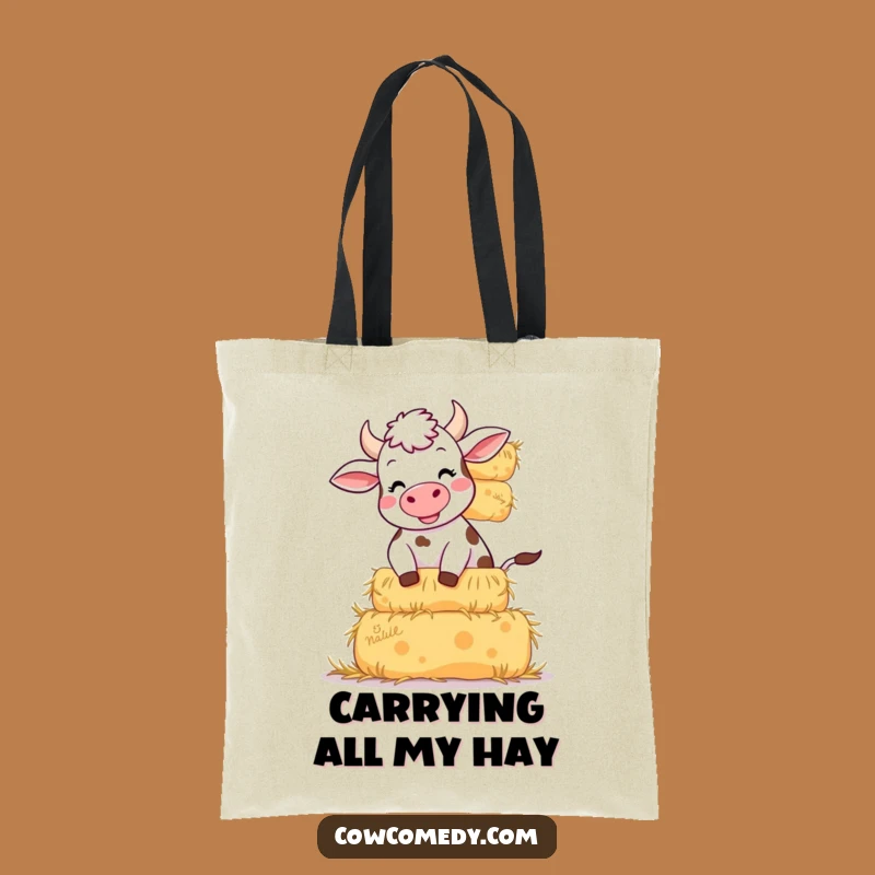 Funny Giggling Cow Tote Bag: Hay Stack Fun, Great Funny Gift