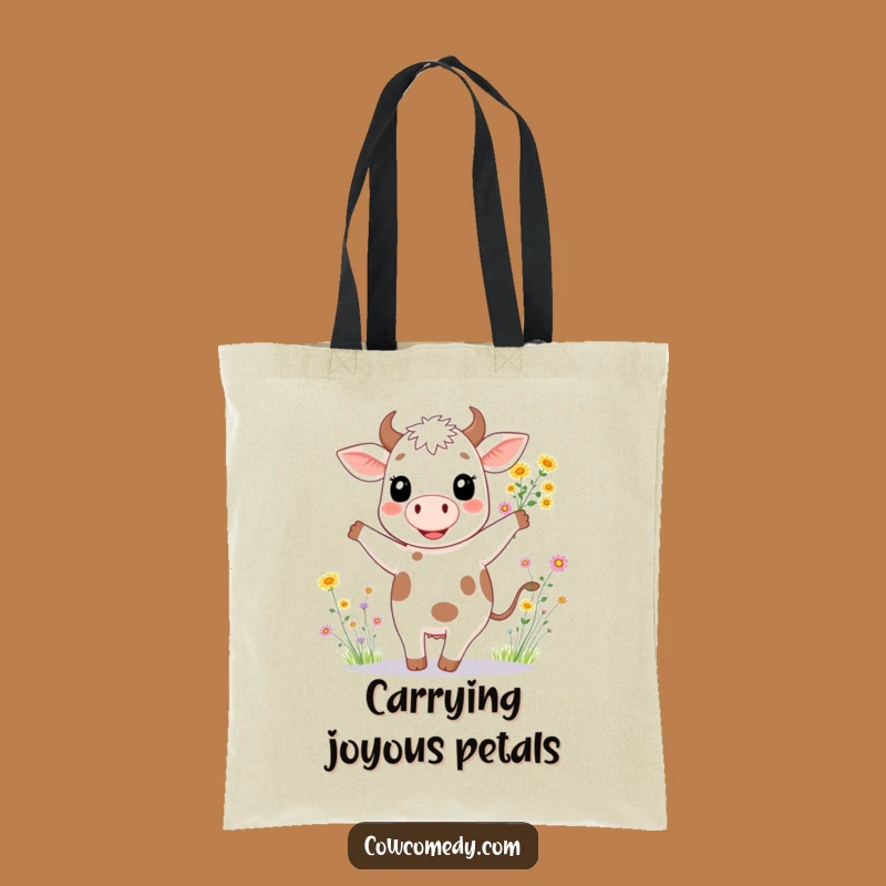 Funny Dancing Cow Wildflower Tote Bag: Carry Joy, Wonderful Funny Gift