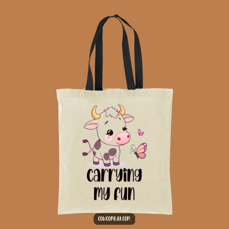 Funny Wiggling Cow Butterfly Tote Bag: Carry Fun, Perfect Funny Gift