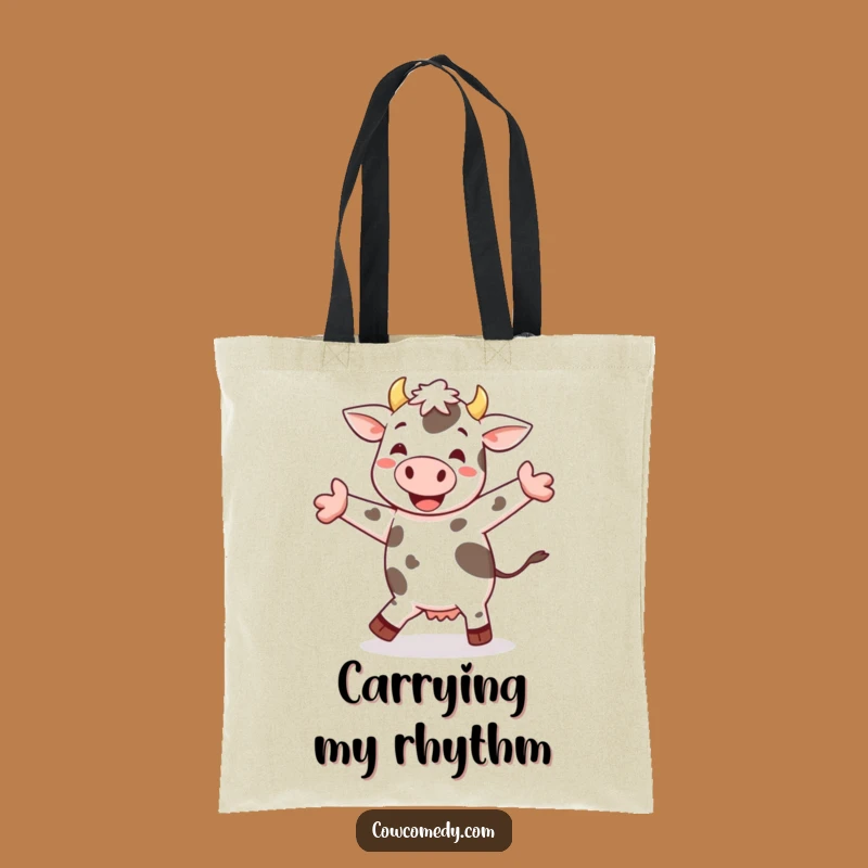 Funny Cheerful Cow Jig Tote Bag: Spotted Dancer for Everyday Fun