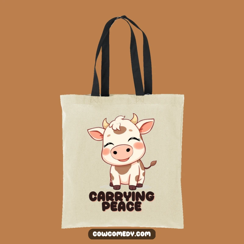 Funny Gentle Breeze Cow Tote Bag - Relaxed Farm Animal Bag Gift