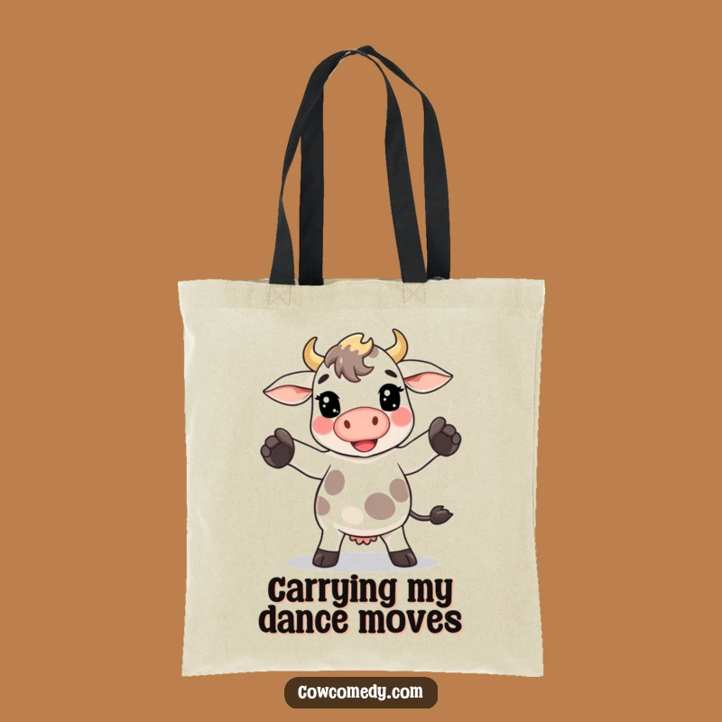 Funny Kawaii Cow Dance Tote Bag - Goofy Moves, Practical Funny Gift!