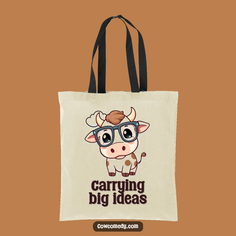 Funny Kawaii Cow Glasses Tote Bag: Thoughtful Cloud Cow Shopping Bag Gift!