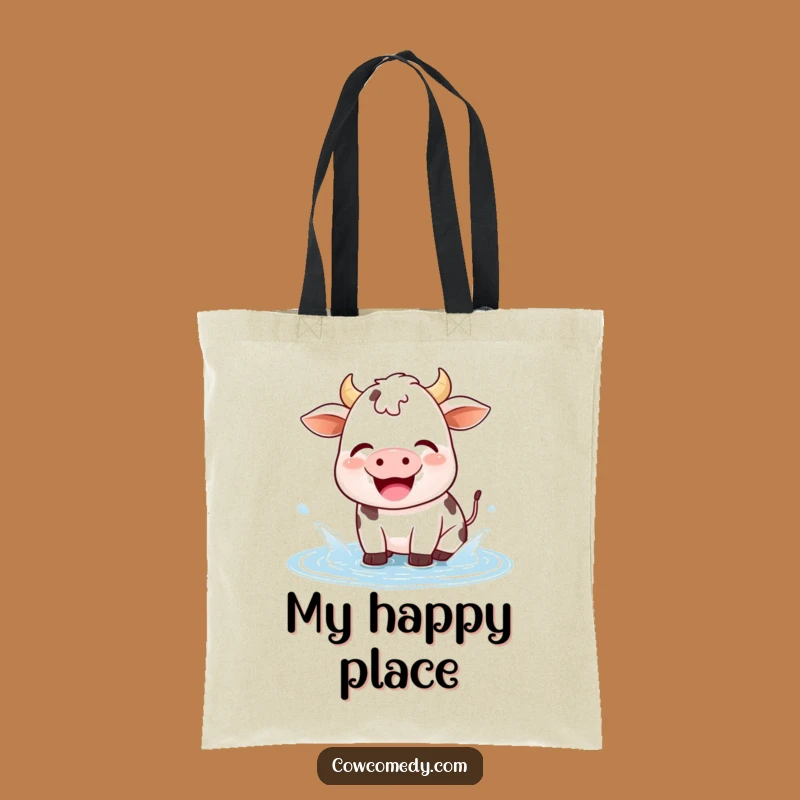 Funny Kawaii Cow Puddle Splash Tote Bag: Carry Your Joyful Spirit