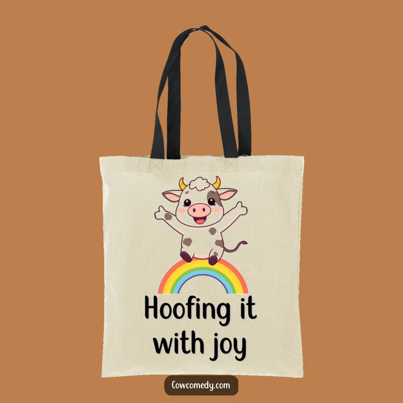 Funny Rainbow Cow Tote Bag: Carry Your Sunshine with this Cheerful Accessory