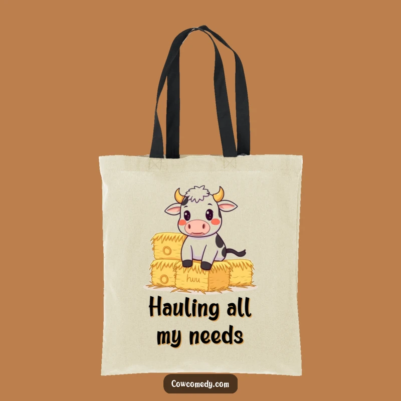 Funny Determined Cow Tote Bag: Carry Your Load, Hilarious Gift for Go-Getters